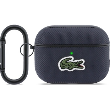 Lacoste Кожен кейс с карабинер за Apple AirPods Pro 3 - Lacoste PU Petit Pique Croc Logo Patch Case (син) (LCAP3PVCV)