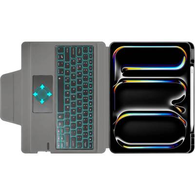 Techsuit KeyTab Pro RGB Wireless Touchpad Keyboard Case - полиуретанов калъф, клавиатура, тракпад и поставка за iPad Pro 13 (2024) (черен)
