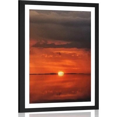 Plakát s paspartou osamělá loďka - 30x45 black