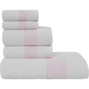 Soft Cotton dárková sada ručníků a osušek Aqua bílá / růžová výšivka 450 gr/m² 2ks malý ručník 33 x 33 cm + 2ks ručník 45 x 90 cm + osuška 75 x 150 cm česaná prémiová bavlna 100%