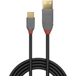 Lindy Кабел Lindy Anthra Line, от USB Type-A 2.0 (м) към USB Type-C 2.0 (м), 2.0 м, черен (LNY-36887)