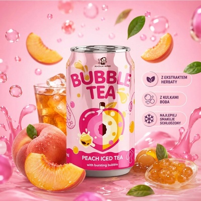 Madam Hong Peach popping boba - bubble tea 320 ml