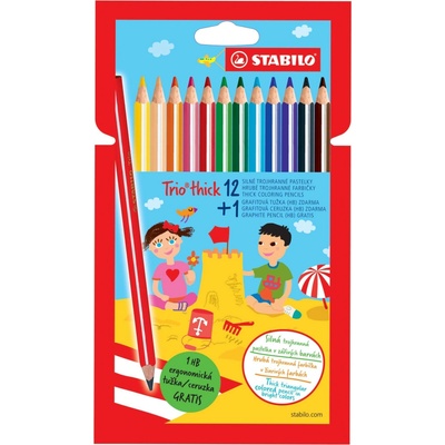 Stabilo 203/2-12 Trio silné s ořezávátkem 12 ks