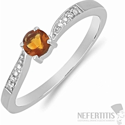 Nefertitis Prsten stříbrný s Madeira citrínem a zirkony 015992 MCT