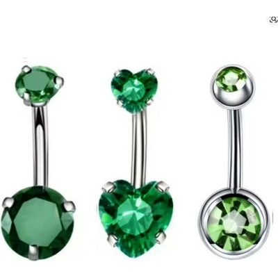 Prosperk Set piercingů do pupíků Zelená S0768