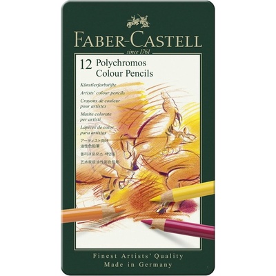Faber Castell sada pasteliek Polychromos v plechovej škatuľke 12ks 1 sada