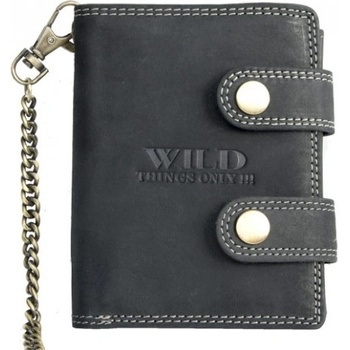 Wild Kožená peněženka s 50 cm dlouhým kovovým řetězem a karabinkou