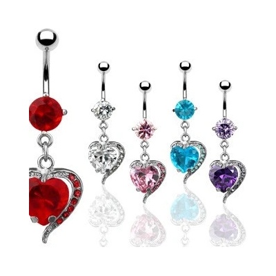 Šperky eshop piercing do pupíku zirkonové srdce kovový obrys Y12.10 růžová P