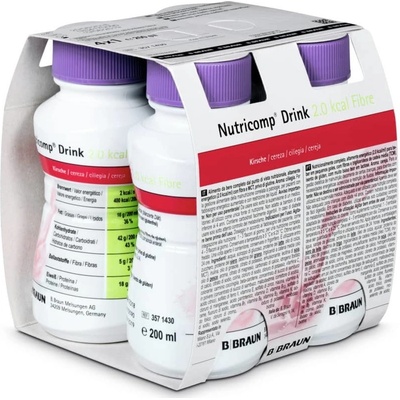 NUTRICOMP DRINK 2,0 KCAL FIBRE TŘEŠEŇ POR SOL 4X200ML