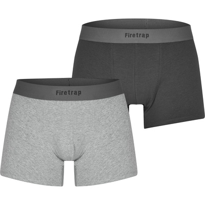 Firetrap Мъжки боксерки Firetrap 2 Pack Trunks Mens - Grey / GreyMarl
