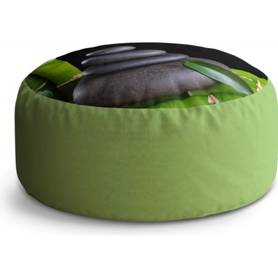 Sablio Taburet Circle Bambus a kameny: 40x50 cm