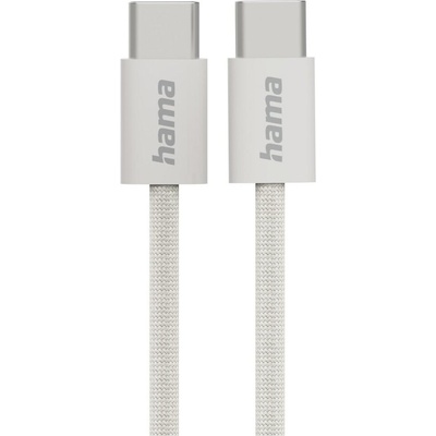 Hama Кабел за зареждане "Fabric", USB-C - USB-C, 1 m, Nylon, сив (HAMA-201728)