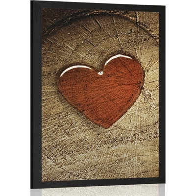 Plakát srdce na pařezu - 20x30 black
