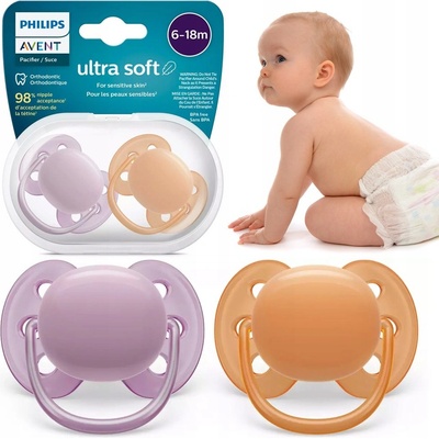 Avent Philips šidítko Ultrasoft Premium 2 ks ružová/oranžová