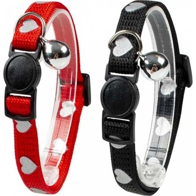 DUVO+ Nylonový reflexný obojok pre mačky so srdiečkami 24-30 cm/10 mm