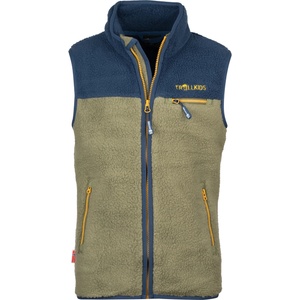 TROLLKIDS Детски поларен елек Trollkids Kid's Hemsedal Vest Fleece vest - Moss / Mystic Blue / Golden Yellow - размер 116 (EU) (703-3294-0315)