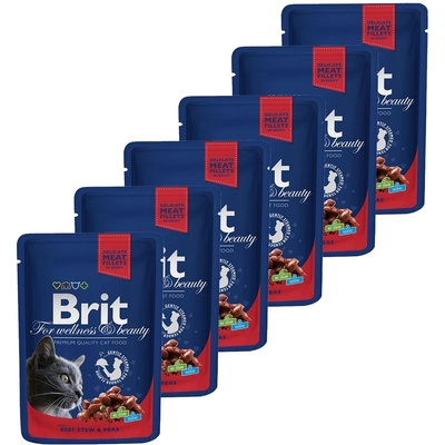 Brit Капсула BRIT Premium Cat Говеждо яхния и грах 6 x 100 г