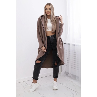 Kesi 9313HNED Dámska Oversize dlhá zateplená mikina hnedá