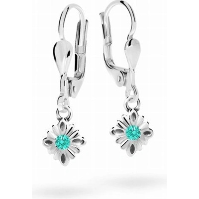 Danfil dětské náušnice C2261 z bílého zlata s kamínkem Mint Green zapínání klapka