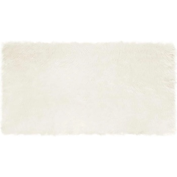 vidaXL Изкуствен килим от кожи Бяло 80 x 150 cm Полиестер (42021456)