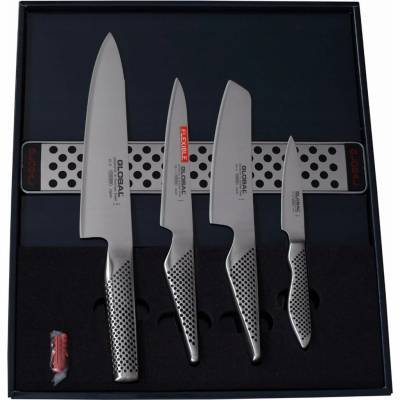 Sada 4 japonských nožů Global s magnetickou lištou 31cm
