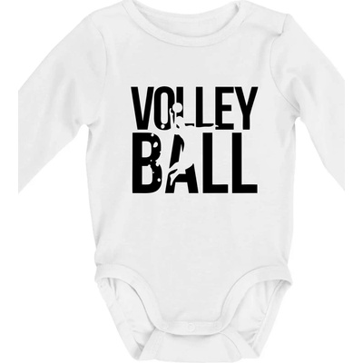 Volleyball nápis Body dojčenské s dlhým rukávom dlouhý rukáv biele
