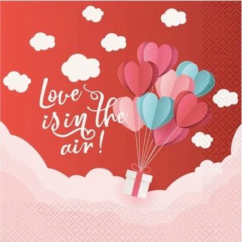 Image 1 of GoDan Салфетки - Love Is In The Air, червени, 33 х 33 см 20 бр