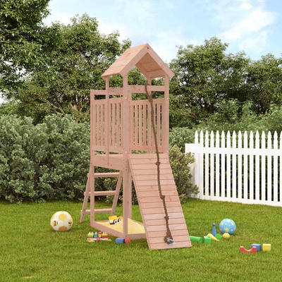 vidaXL Къща за игра със стена за катерене, масивна дугласка дървесина (3155868)
