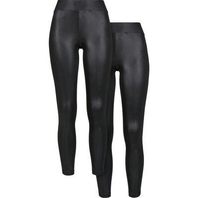 Urban Classics balík dámskych legín 2 kusy Ladies Synthetic Leather leggings black