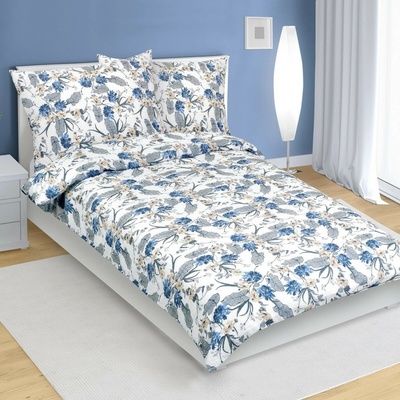 Bellatex krep obliečky Kvet modrá 140x220 70x90
