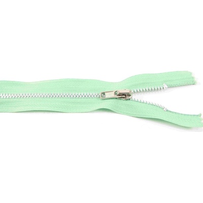 Nedeliteľný kovový strieborný zips č.3 viac farieb - dĺžka (16 - 20 cm) Hráškovo zelená 20 cm