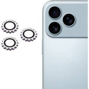  Стъклен Протектор за камера с камъни за камерите на iPhone 17 Pro Max / 17 Pro / 18 Pro Max / 18 Pro, тъмно лилав
