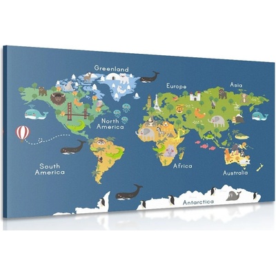 Obraz mapa světa pro děti - 150x100