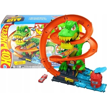 Hot Wheels city T-rex útočí na hasičskú stanicu JBM73