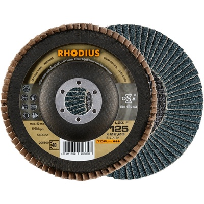 RHODIUS Lamelový brusný kotouč LGZ F 125 x 22,23 P40 TOPline 205500