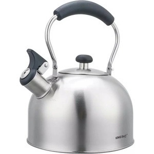 KINGHOFF Свирещ чайник Kinghoff KH 1859, 2.5 л, Индукция, Дървена дръжка, Инокс (9999KH1859) - topmarket
