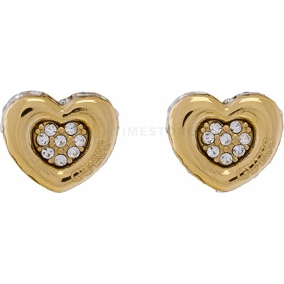 Guess Srdiečkové náušnice s kryštálmi LOVE JUBE05466JWYGT/U