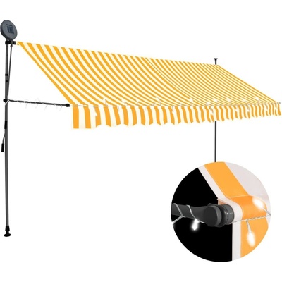 vidaXL Ručně zatahovací markýza s LED světlem 400 cm bílooranžová