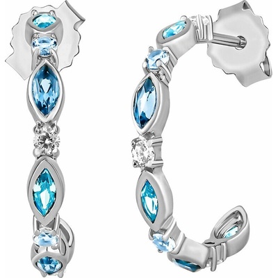 SILVEGO Stříbrné náušnice Lorien se syntetickým modrým spinelem a Brilliance Zirconia FW26308ES