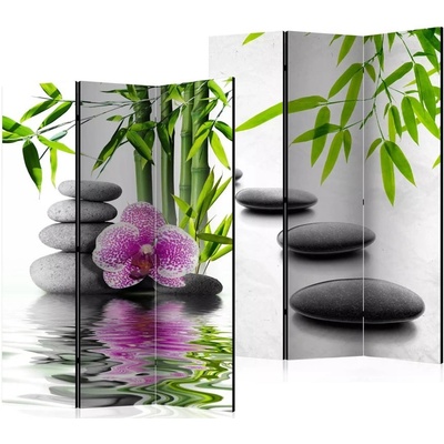 Fabulo paraván 3 dílný Orchidej Kameny 172 x 135 cm odlišný dizajn na jednotlivých stranách