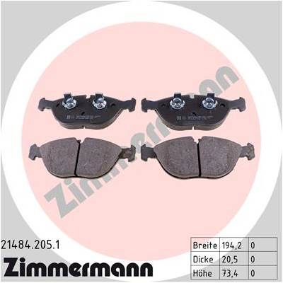 ZIMMERMANN Sada brzdových platničiek kotúčovej brzdy 214842051