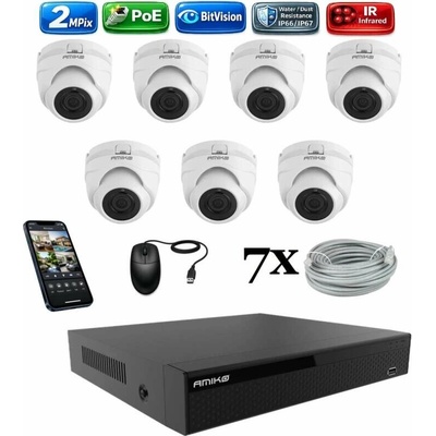 Amiko IP 7 kamerový set 2Mpix Dome 1200K7