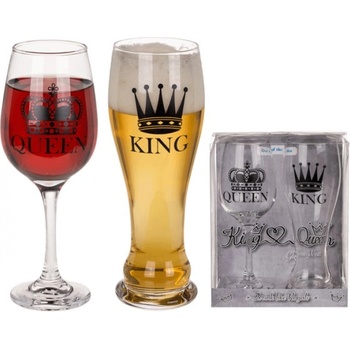 Image 1 of ШантавоЕ Комплект стъклени чаши за двойка - крал и кралица