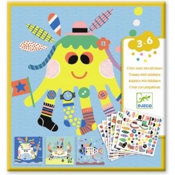 DJECO - Творчески комплект със стикери - Забавни морски обитатели (DJ08931)