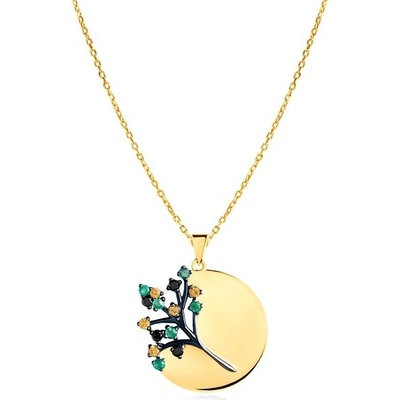 Savicki Náhrdelník strom žlté zlato, čierne diamanty, žlté safíry, smaragdy SAVMAYN-LBR-1397