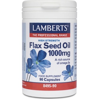 LAMBERTS Хранителна добавка Ленено масло от семена 1000мг, Lamberts Flax Seed Oil 1000 Mg (Omega 3) 90 Caps