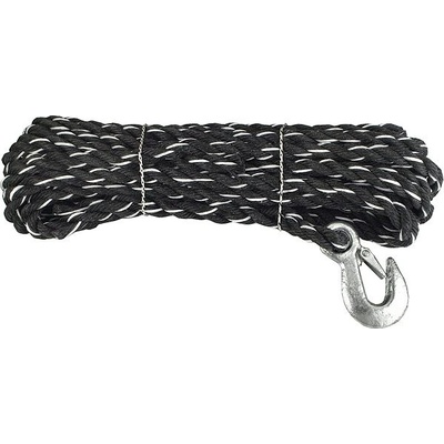 CONNEX PP stáčané viacúčelové lano 3-pramenné, 14 mm × 10 m, biela/čierna, hák