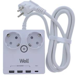 Well 2 Plug + 4 USB 2 m Switch (EXTS-2S2M-PROT/USBC4-WL)