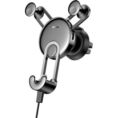 Baseus YY Car Mount Holder - поставка за радиатора на кола за смартфони с дисплеи до 6.5 инча и USB-C кабел (100 см) (черна)