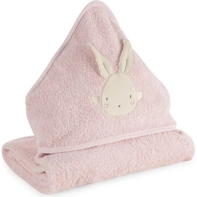Eurofirany Osuška BABY 57 s kapucňou zdobená motívom zajačika ružová 100 x 100 cm